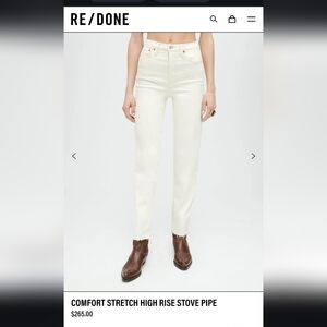 Re/Done Comfort Stretch High Rise Stove Pipe Size 29 $265.00 Vintage white